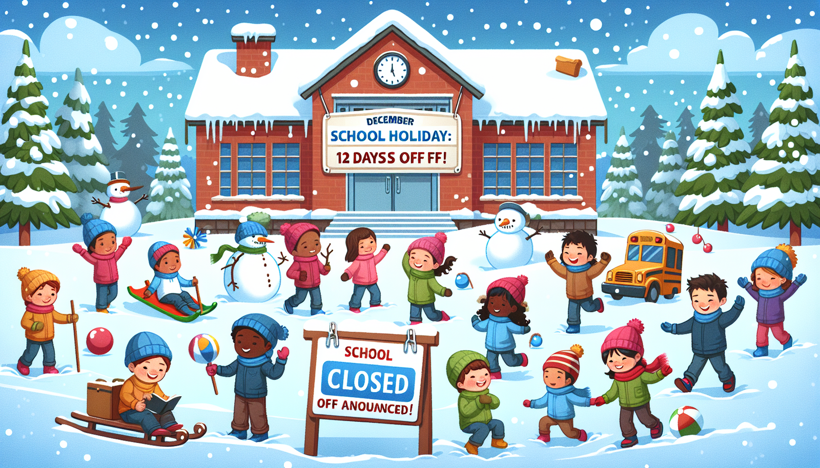 Students celebrating December school holiday announcement.