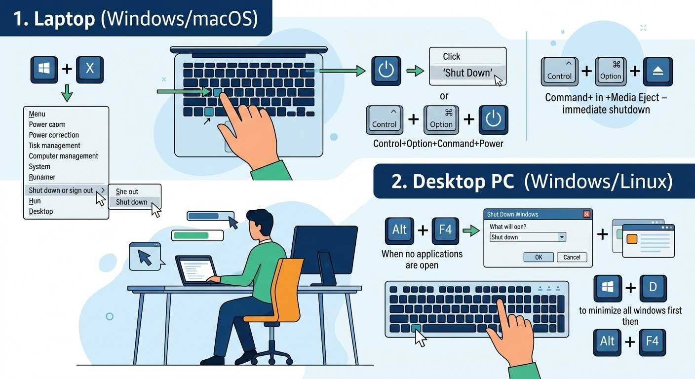 How to Shutdown Your Laptop or PC Using Simple Keyboard Shortcuts