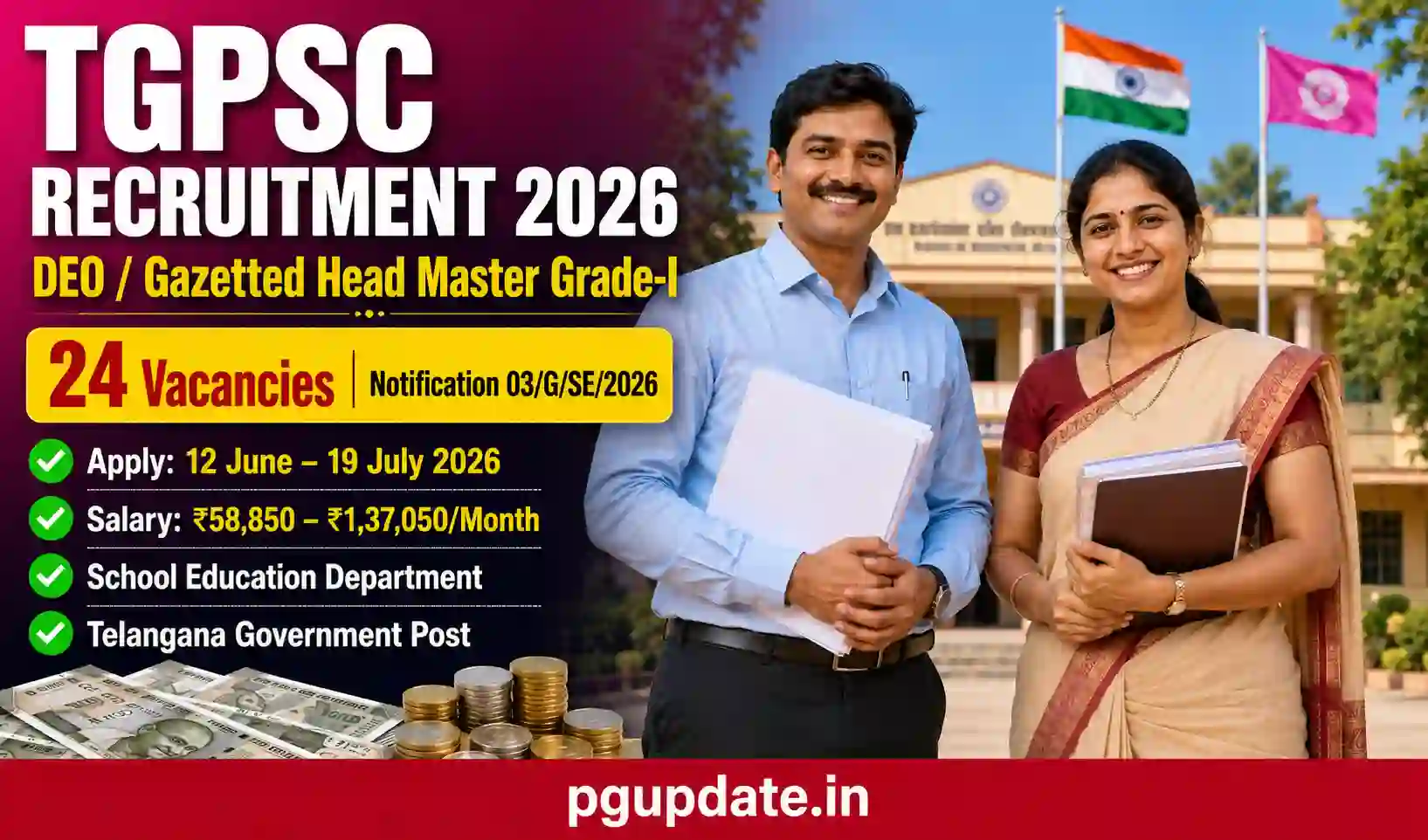 TGPSC DEO Gazetted Head Master Grade-I Recruitment 2026 – Apply Online for 24 Posts (Notification No. 03/G/SE/2026)